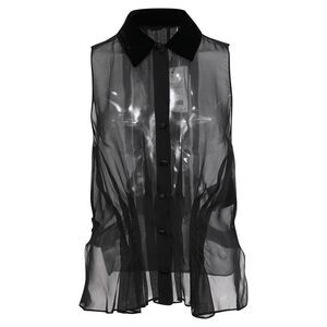 Alexander Wang Sheered Sleeveless Blouse in Black Silk